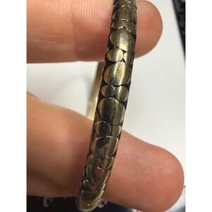 Monet Gold Tone Textured Pebble Bangle Bracelet Vintage Stamped Jewelry